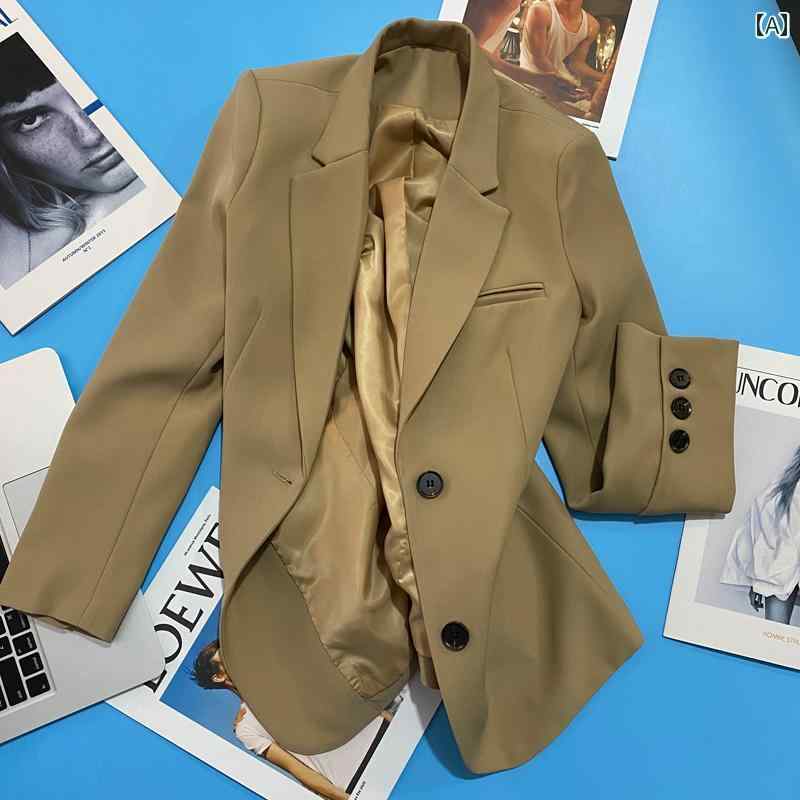スーツ　ジャケット　カジュアル 2025 春秋 韓国 スリム ショート ブラウン スーツ ジャケット レディース スモール ファッション カジュアル