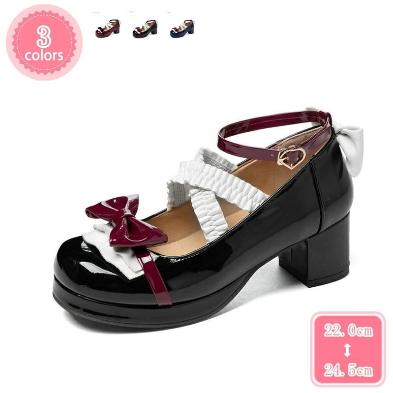 1000円OFFクーポン 厚底 パンプス 厚底靴 ロリータ靴 ロリータパンプス ストラップ ローファー 学生靴 コスプレ靴 メイド靴 お茶会 ロリィタ お嬢様 おしゃれ 可愛い 蝶結び かわいい パン