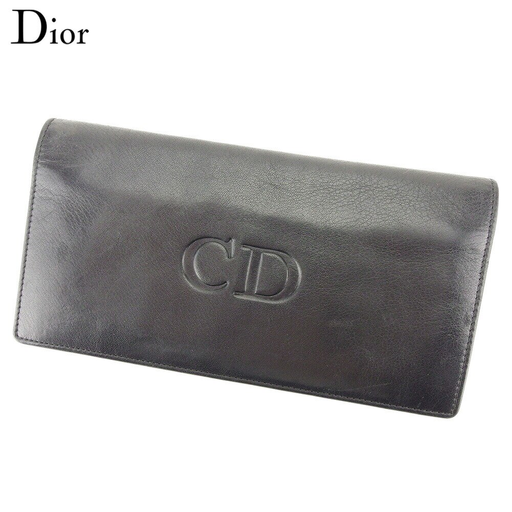長財布 ファスナー付き 財布 CDマーク ブラック レッド 中古