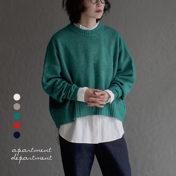 apartment department（アパートメントデパートメント）：ショート丈 ワイドクルーネック プルオーバー