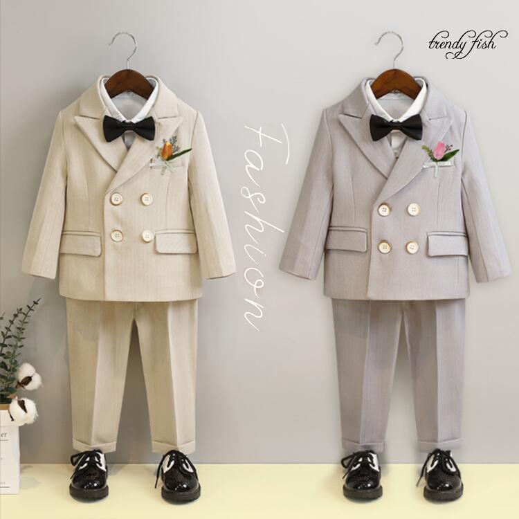 ベビー 6点セット 男の子 セットアップ ベスト 蝶ネクタイ 結婚式 子供服 春 秋 冬 ジャケット ズボン キッズ ボーイズ 発表会 入園式 入学式 卒園式 タキシード 百日祝い 誕