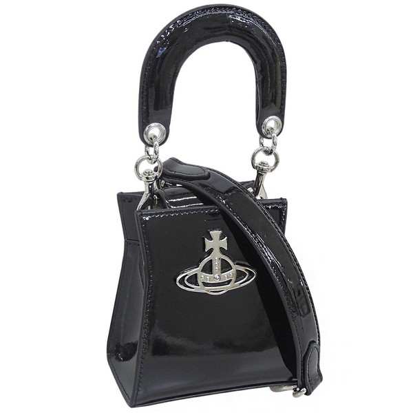 ヴィヴィアンウエストウッド バッグ レディース 2WAY ショルダーバッグ パテントレザー ブラック KELLY SMALL HANDBAG 4201008FUL001ON403 VIVIENNE W