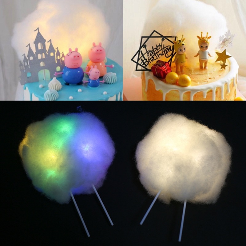 誕生日ケーキ飾り飾り飾り発光ledスポンジ雲灯小夜灯綿花灯ケーキ飾りプラグイン