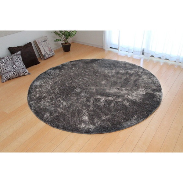 1280200130603 ラグ カーペット 2畳 無地 シャギー調 選べる7色 円形 『ラルジュ』 グレー 約185cm丸(ホットカーペット対応) メーカー直送