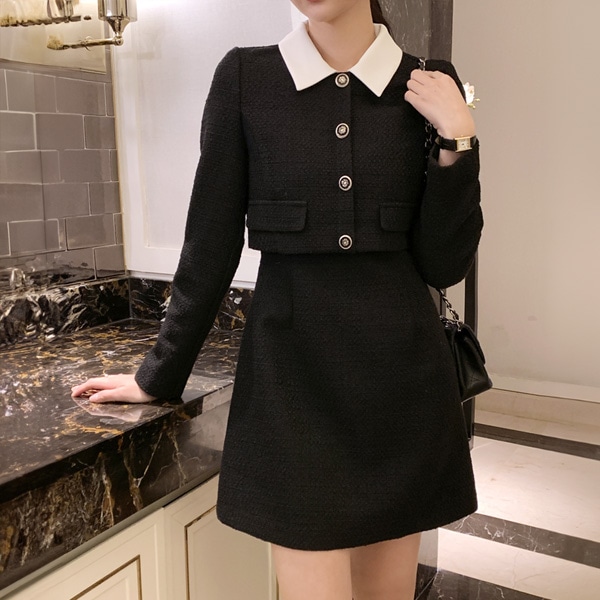 配色カラードッキングワンピース op15595