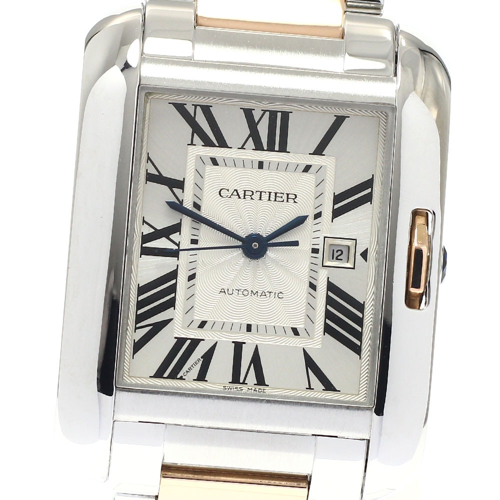 カルティエ CARTIER W5310007 タンクアングレーズLM PGコンビ デイト 自動巻き ボーイズ 良品 _816724【中古】