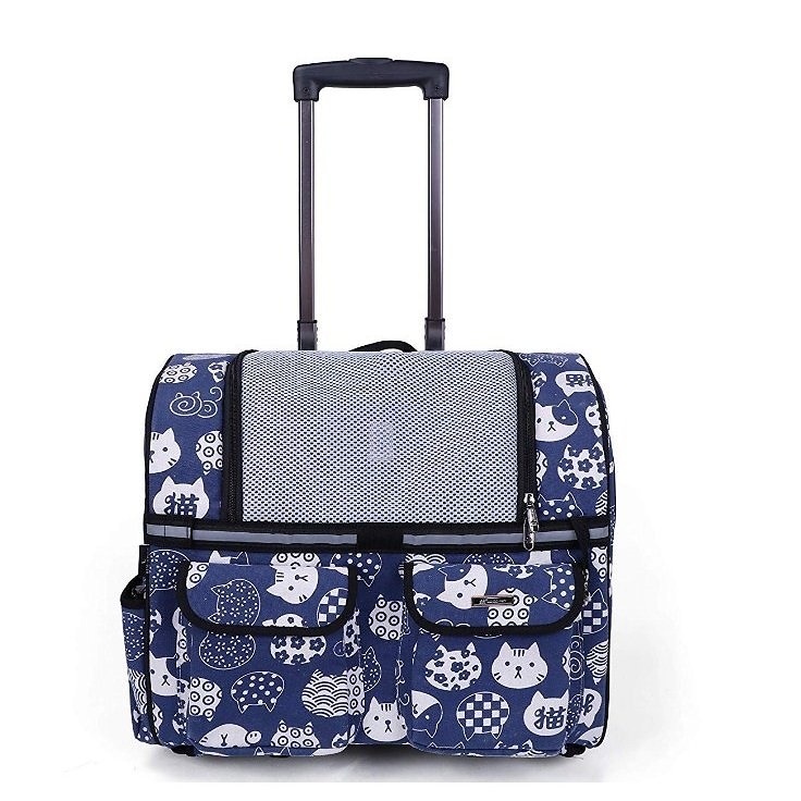 ペット キャリーカート キャスター付き 犬 猫 キャリーバッグ キャリーケース 手提げ リュック 車載 4way 折りたたみ収納 耐荷重7.5kg 45*24*38cm