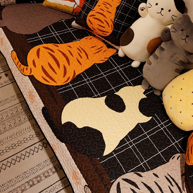 かわいい漫画デブ猫四季ユニバーサルソファクッション北欧ファッション猫スター背景洗えるソファカバー