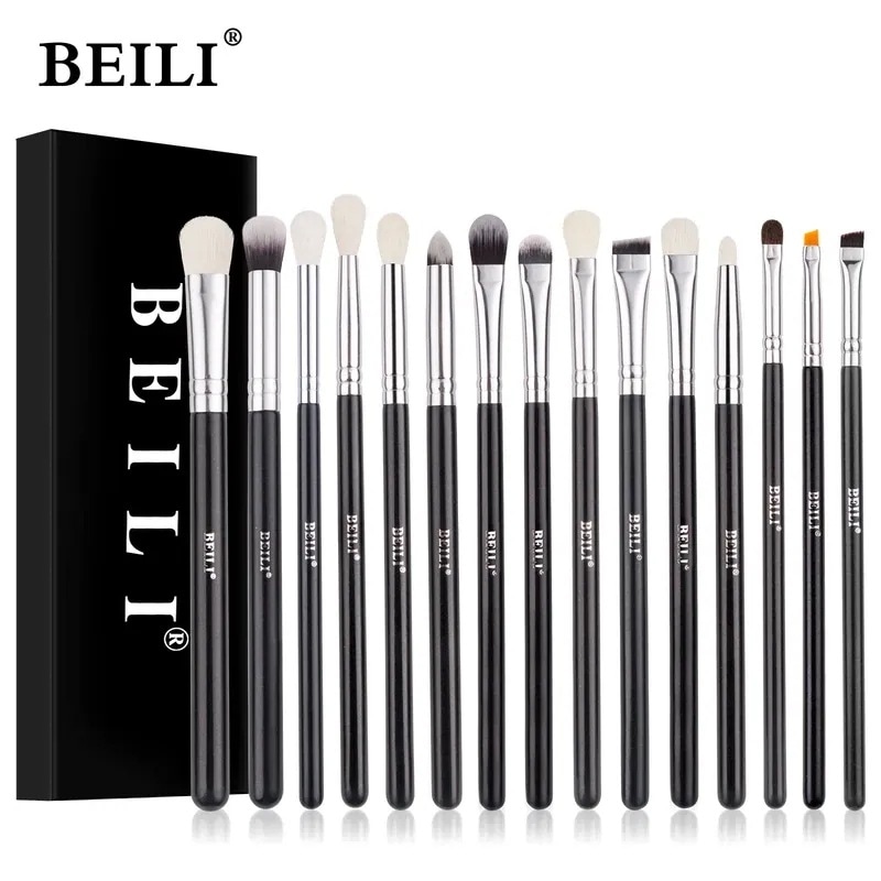 Beili-合成毛 黒 1019個のメイクブラシのセット アイシャドウ アイライナー