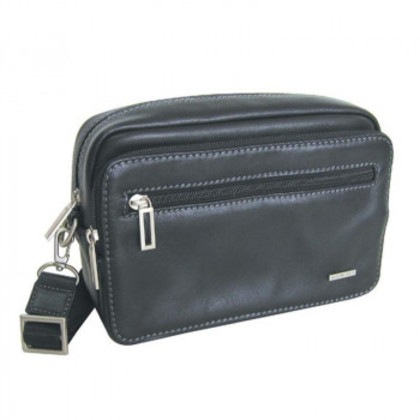 スワン SAXON 牛革 横型 ショルダーバッグ(S) ブラック 05043