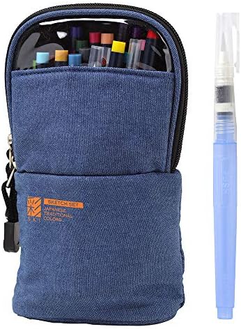 あかしや カラー筆ペン 水彩毛筆「彩」スケッチセット 水筆ペン入り CA551S-DE デニム