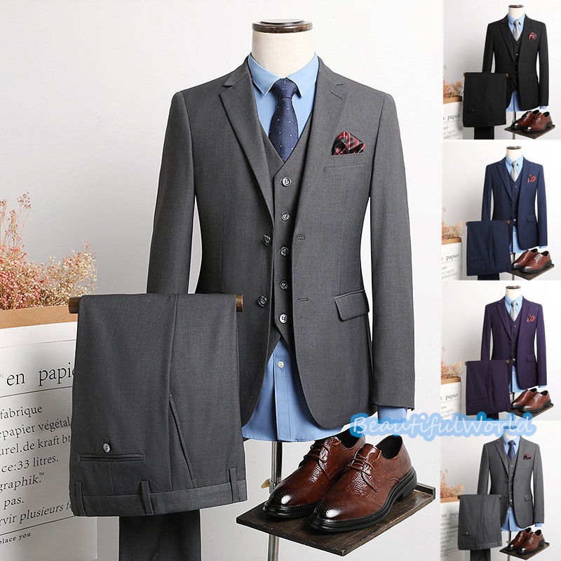 スーツ メンズ ビジネススーツ 3ピーススーツ スーツセットアップ カジュアルスーツ 無地フォーマルスーツ 洗える 紳士服 通勤 結婚式X53