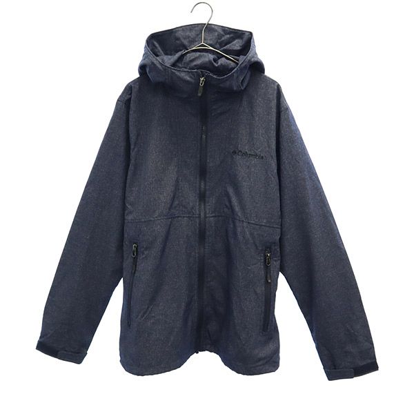 ワンポイント刺繍 長袖 ジップパーカー S ネイビー系 アウトドア ジャケット メンズ