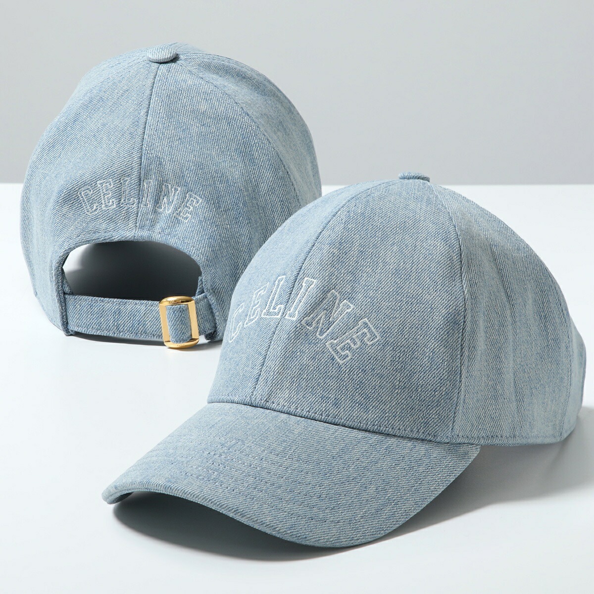 CELINE セリーヌ ベースボールキャップ AA0890D93.FZZ8 レディース ロゴ刺繍 デニム コットン 帽子 デニムブルー