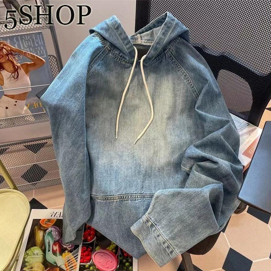 レトロで感のある港風デニムパーカー男女アメリカンオーバーサイズ重ポンドパーカー帽子パーカー