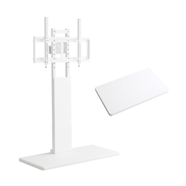 最大100インチ対応 頑丈テレビスタンド 専用棚板 セット 本体ホワイト／棚板ホワイト 組立品