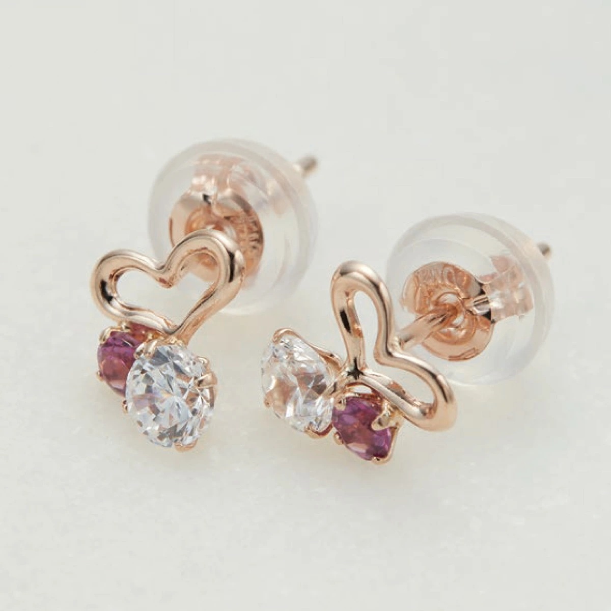 ピアス レディース me on... みぃおん K10PG キュービックジルコニア ハート 小さめ