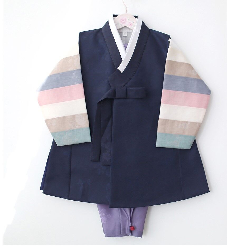 子供用 パジ チョゴリ 男の子用 トレンド系 濃い 紺色 ダーク ブルー 1号-10号