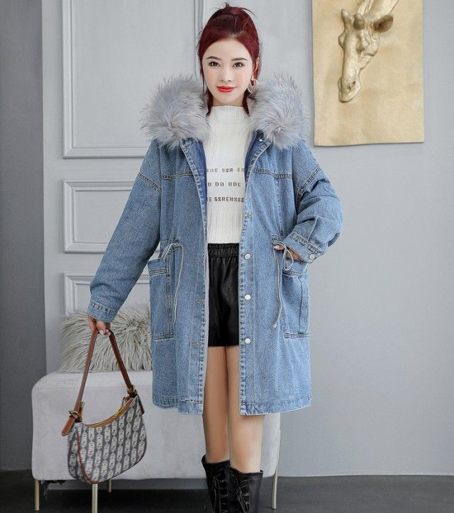 デニム ジャケット ボア レディース アウター 裏ボア ファー フード コート ショート丈 秋冬 デニムコート デニムジャケット ロング 大きいサイズ カジュアル ゆったり おしゃれ 大人可愛い 韓国