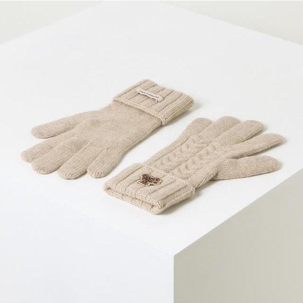 DCGV1F289I2 ベージュの刺繍入りカシミア手袋