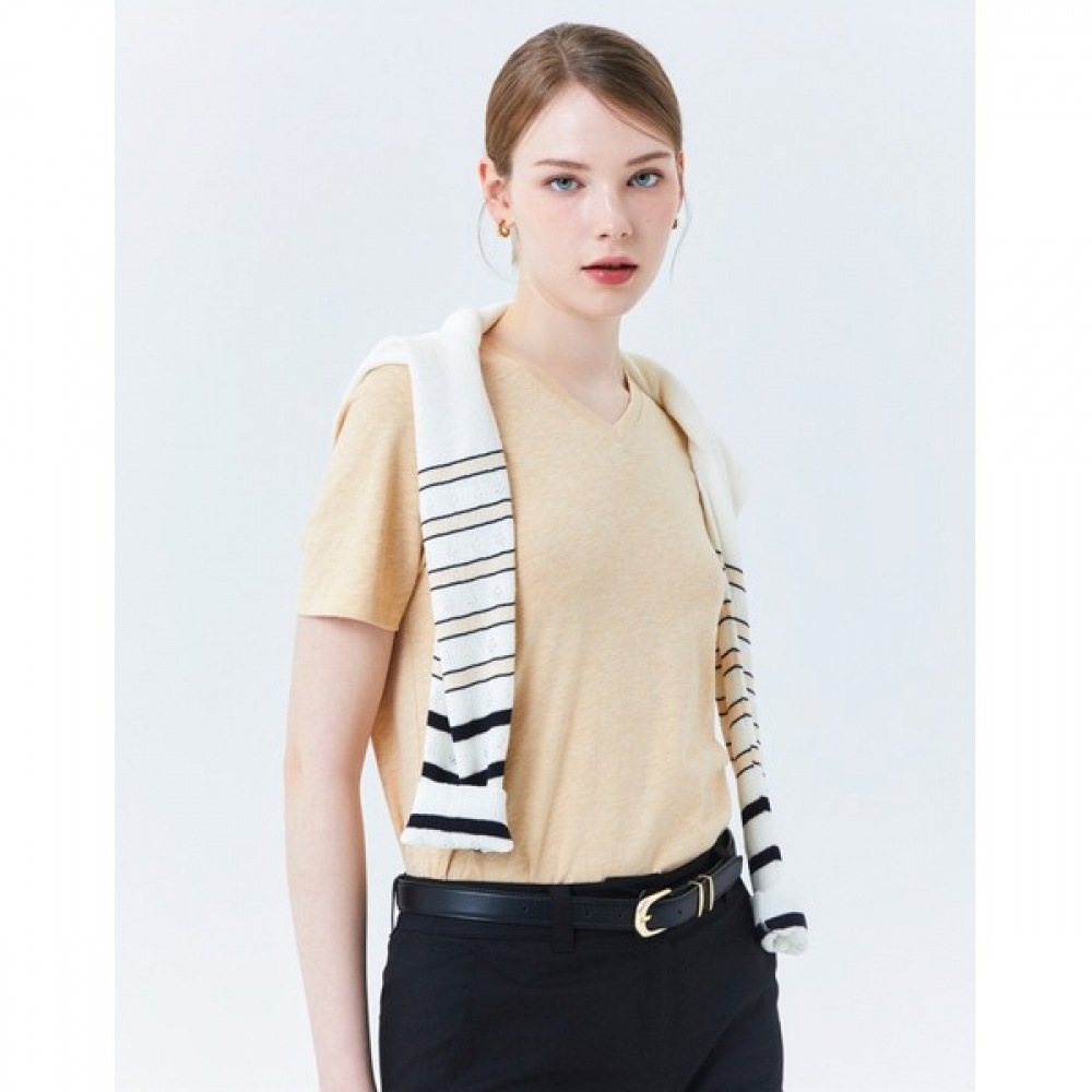 (ヘッジスレディース) 24SS ベージュメランジショートスリーブ T シャツ HSTS4BC38I2