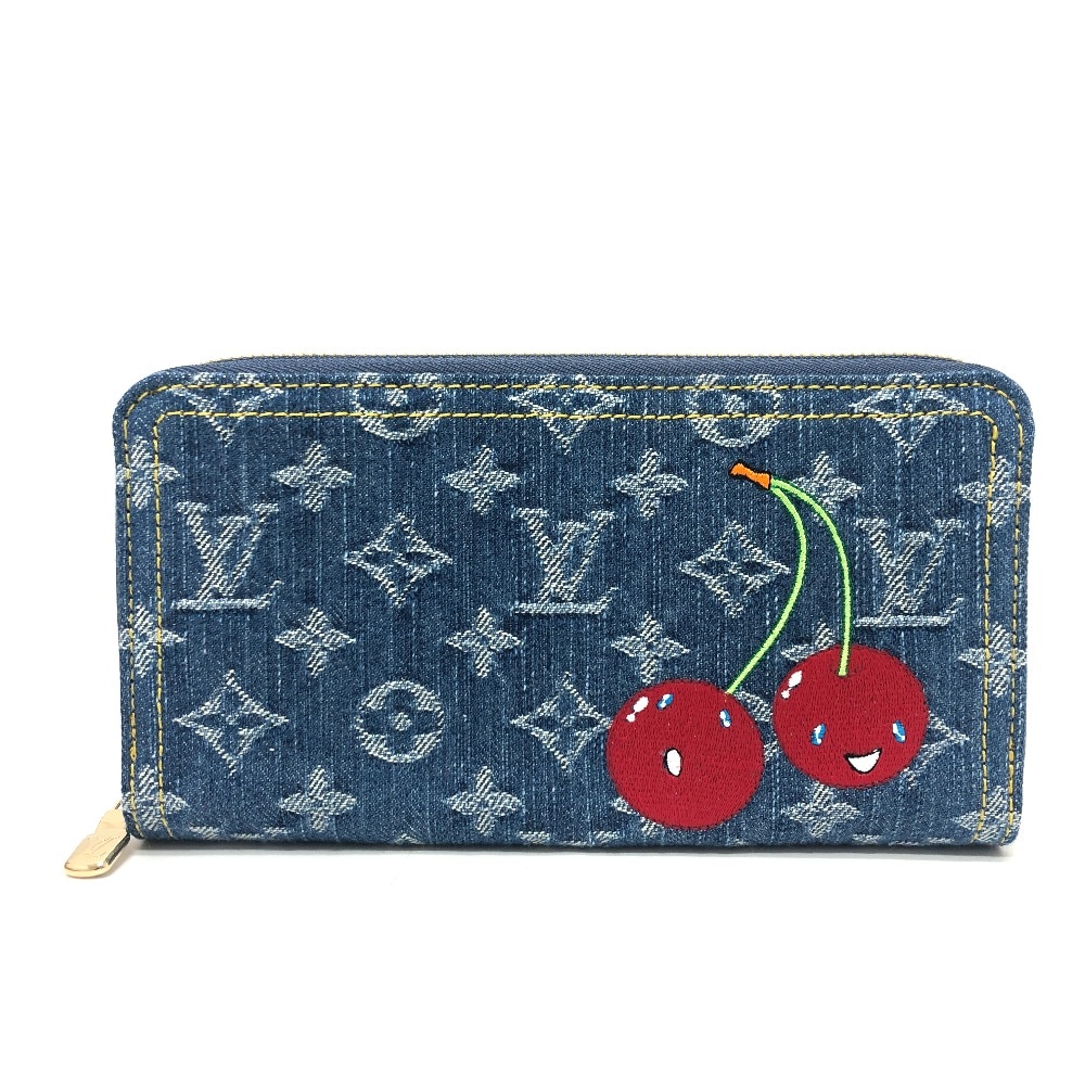 長財布 M23161 LV × TM ジッピー・ウォレット 村上隆コラボ モノグラムデニム 財布 ウォレット サクランボ チェリー ブルー
