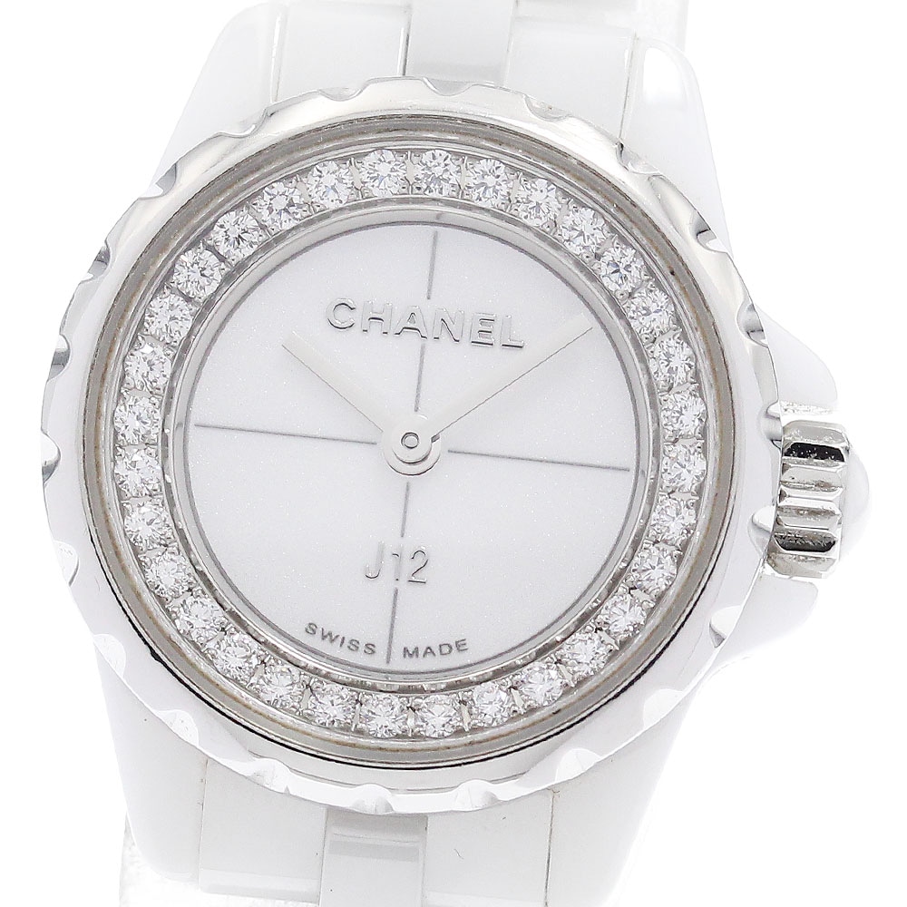 シャネル CHANEL H5237 J12 XS 白セラミック ダイヤベゼル クォーツ レディース _920870【中古】