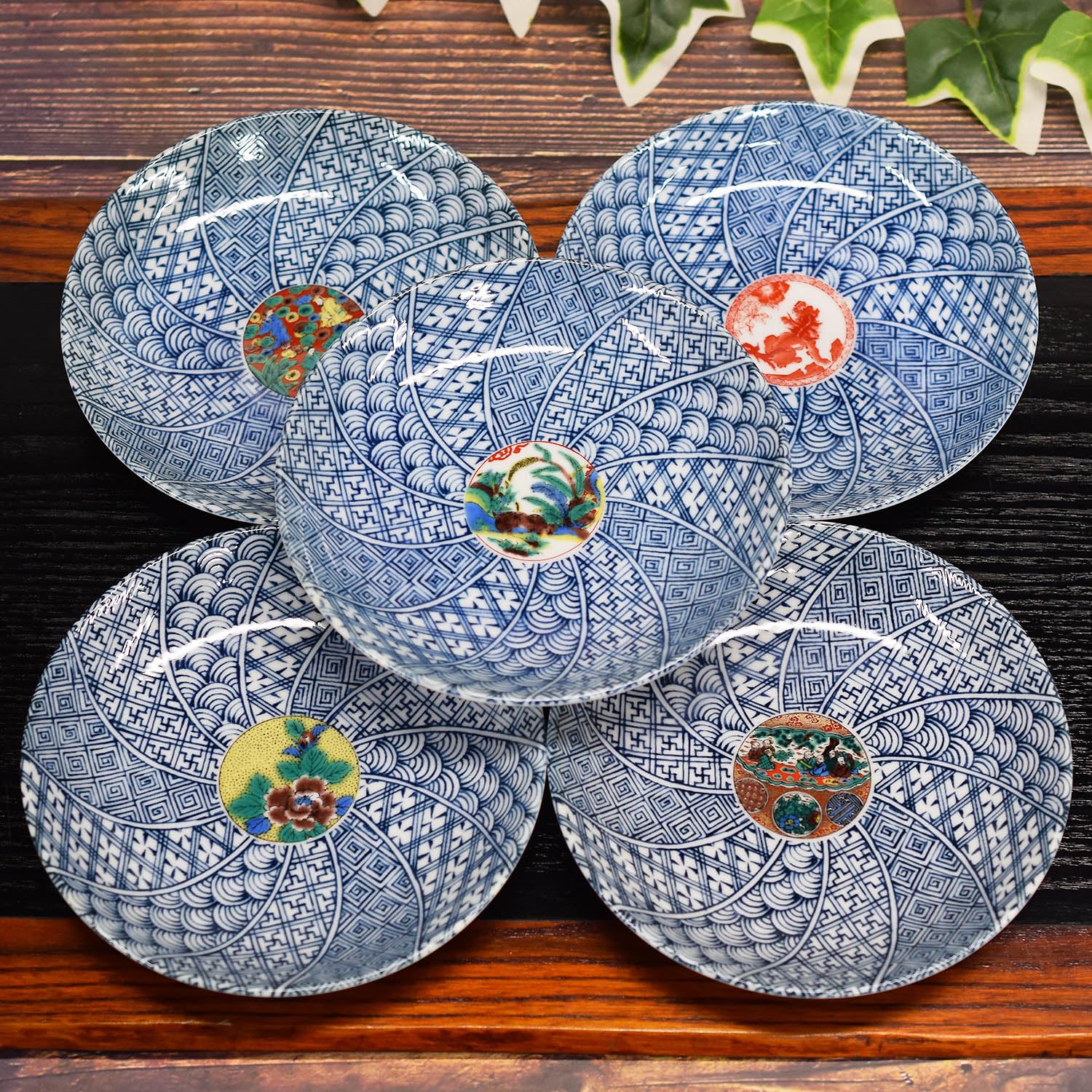 和座の蔵 お皿 セット おしゃれ 食器 九谷焼 中皿 5枚セット 時代画 陶器 高級 ブランド 和食器 取り皿 日本製 結婚祝い プレゼント ギフト