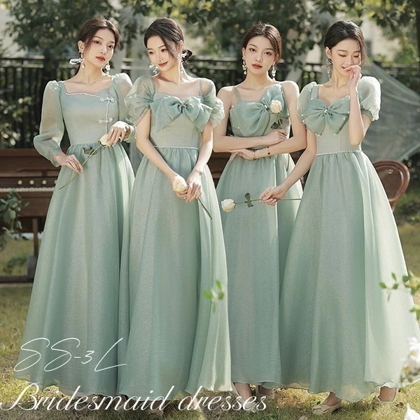 ブライズメイド ドレス 大人 ピアノ 発表会 ロングドレス 演奏会 演奏会用ドレス ピアノ発表会 結婚式 高校生 パーティードレス 演奏会ドレス 母親 コンクール イブニングドレス ロング グリーン