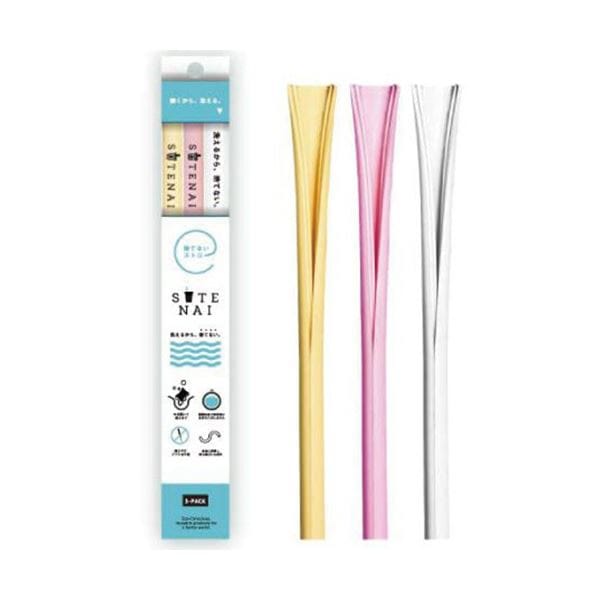 （まとめ） アルデナイデSUTENAIシリコンストロー MIX（イエロー／ピンク／ホワイト） STN-001 1パック（3本） [x5セット]