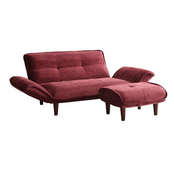 ホームテイスト SH-07-CDS-S 肌触りが良いコーデュロイソファ 2人掛け オットマンセット Qooliss-クーリス- レッド メーカー直送 21,229円