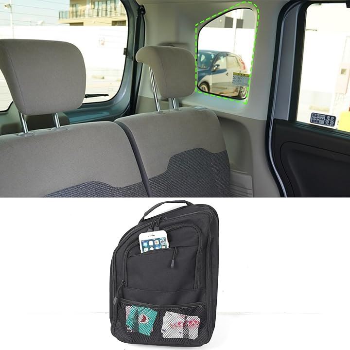 ホンダ N-BOX JF3 JF4 2017～2021用 車用リアウインドウ収納バッグ 車窓用 布素材 吸盤式 取付簡単 大容量 多機能 左側(左側)