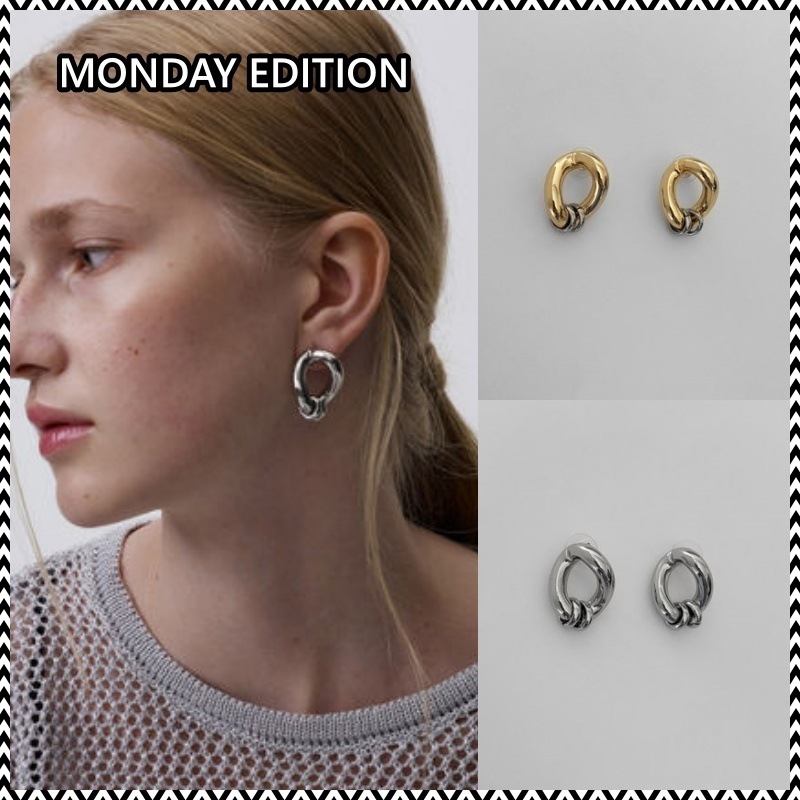 MONDAY EDITION Twin Hoop Pendant Earrings