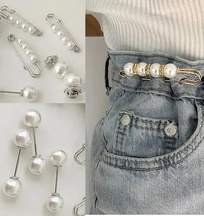 【20点セット】【急速出荷】韓国人気ブローチピンストールピンウエスト調整ストール留めチラ防止パール付きWWSC25母の日 ブローチ