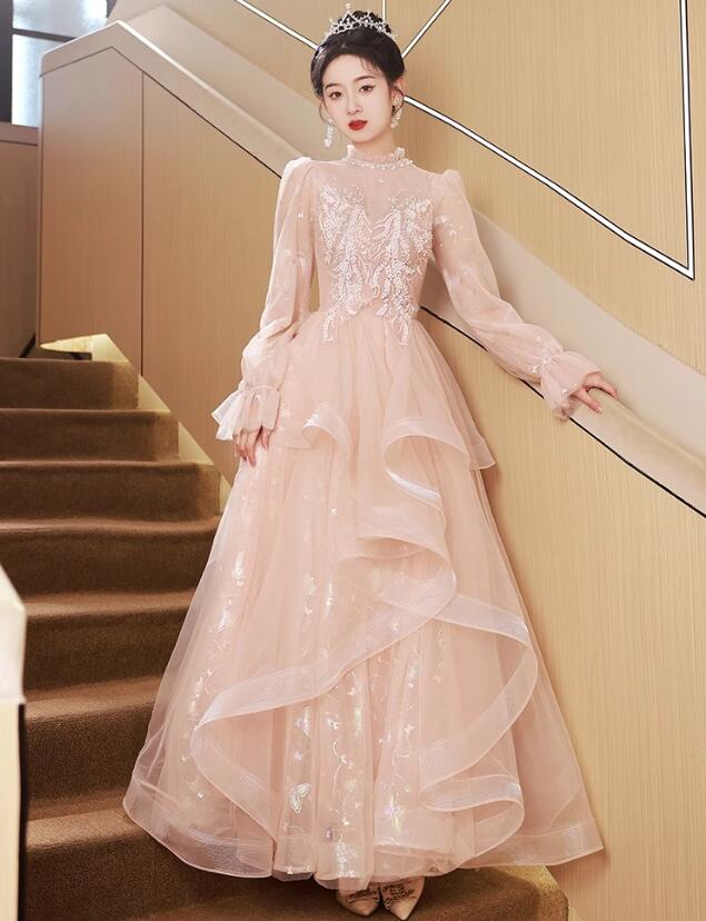即納 パーティードレス 可愛い 結婚式ドレス 前撮りドレス 後撮り 成人式ドレス ピンク お姫様ドレス お嬢様 フォーマル ウェディングドレス ロング丈 着瘦せ レディースドレス きれいめ 高級感 ピ