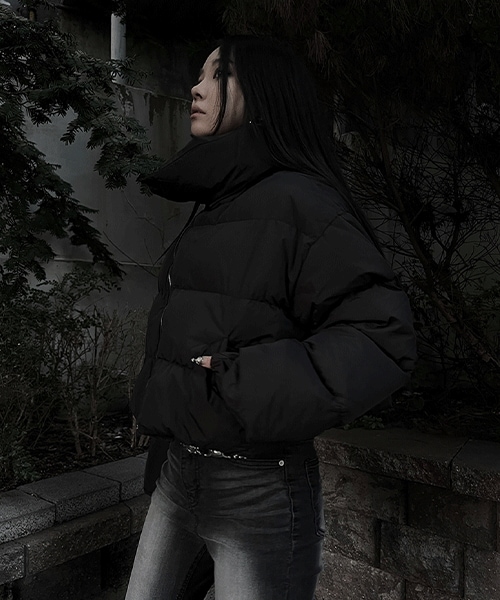 high neck zipper short padding