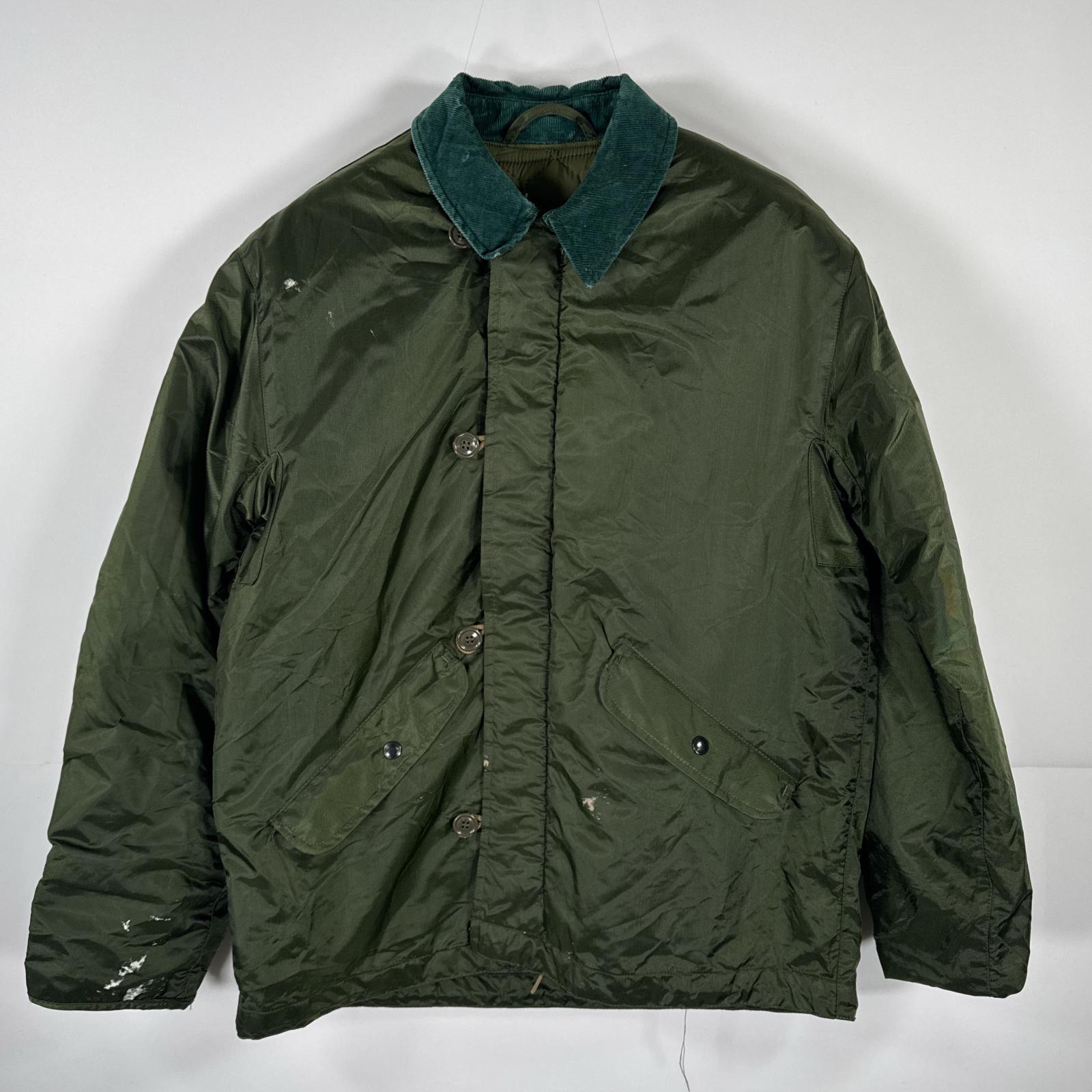 古着 80s/80年代 ヴィンテージ ミリタリージャケット A-1 デッキジャケット SCOVILL Zipper ナイロン M オリーブグリーン メンズ