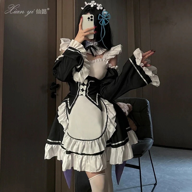 レディース 下着 セクシーランジェリー ゼロから始める異世界生活ラムレムコス服二次元アニメ衣装女 アダルトグッズ メイド服 セクシーエロ 制服 コスチューム エロいコスプレ セットアップ