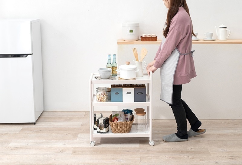 ラック 棚 キャスターワゴン キッチン収納 隙間収納 すき間 おしゃれ ナチュラルモダン 木製