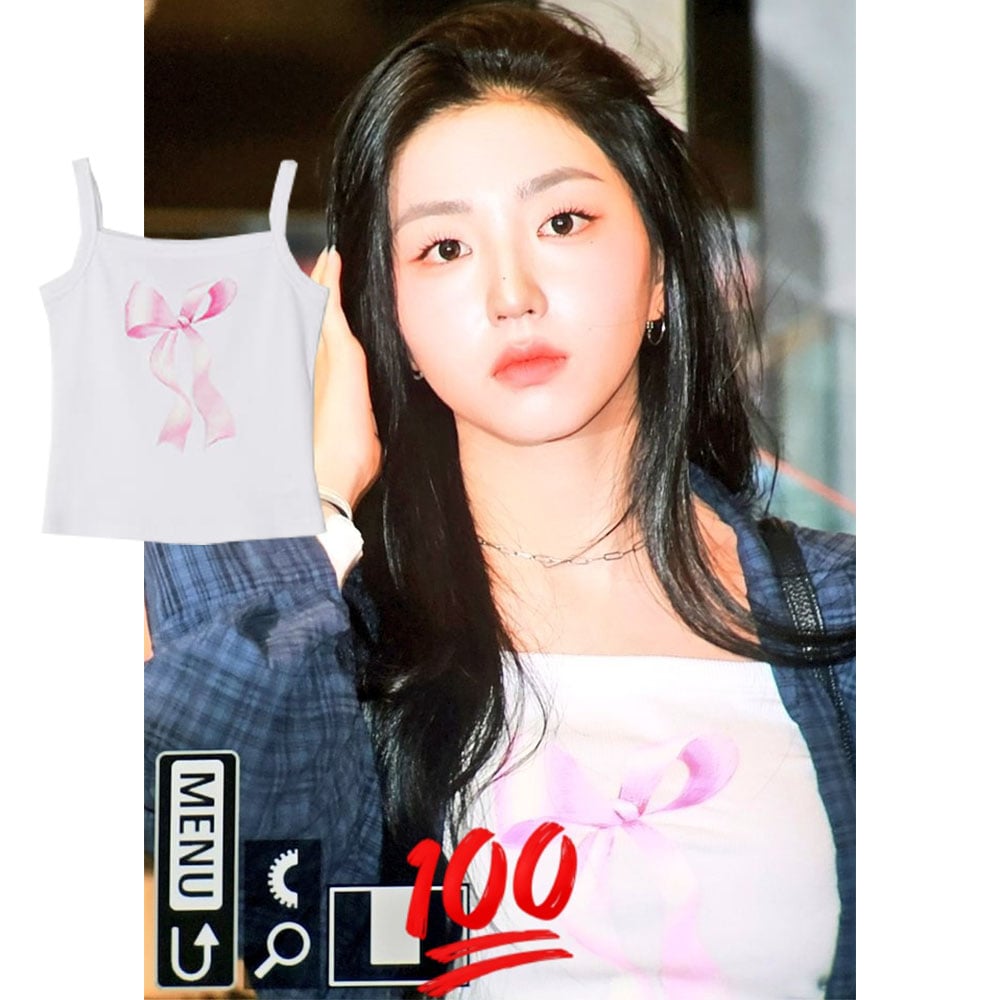 [TRIPLE S PARK SOHYUN 着用!] CRAYON RIBBON SLIM SLEVEELESS WHITE