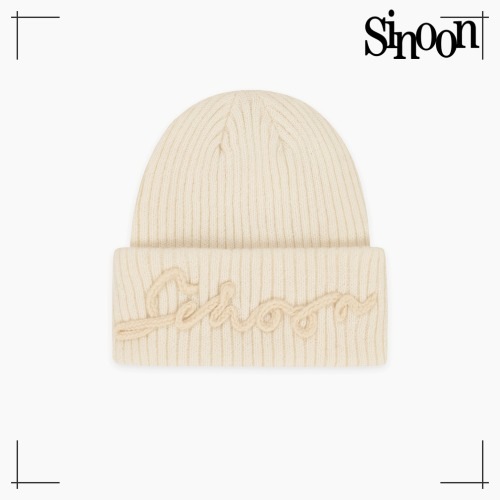 SINOON ニット帽 Logo Beanie (Cream) シヌーン 韓国ファッション