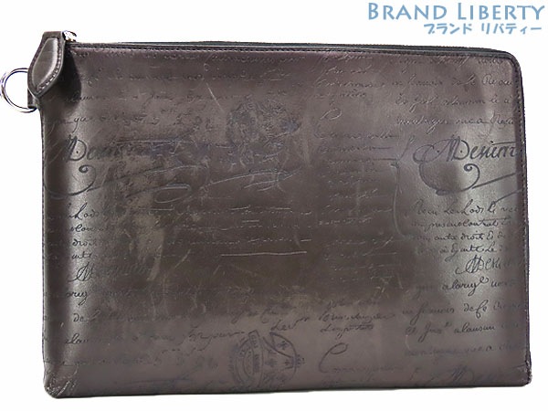 美品ベルルッティカリグラフィニノGMスクリットレザードキュメントホルダークラッチバッグセカンドバッグブラック