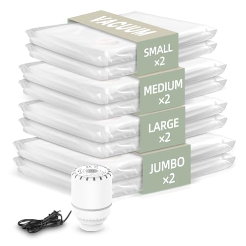 Vacbird 布団圧縮袋 掃除機不要 衣類圧縮袋 8枚セット 電動ポンプ付き 100×80cm 2枚/80×60cm 2枚/70×50cm 2枚/60×40cm 2枚 真空収納 布団 衣類 毛布 洋