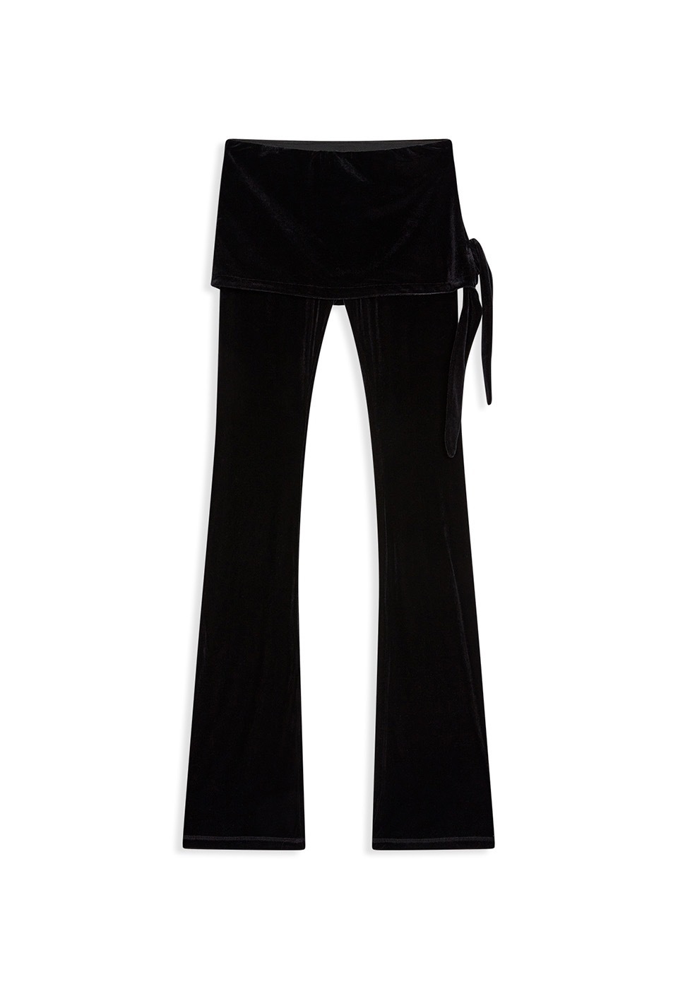 【OPEN Yy】 VELVET SKIRT LAYERED LEGGINGS : BLACK