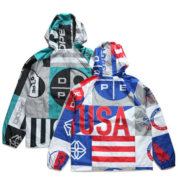 DOPE アウター 冬 長袖 メンズ レディース 春秋冬用 緑/青 ドープ DOPE SPORTS アノラック パーカー マウンテンパーカー ナイロンジャケット