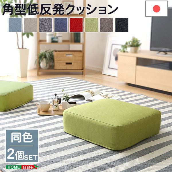 低反発 クッション/座布団 (角型 同色2個組 グレー) 幅48cm 日本製ボディ 洗えるカバー付き (リビング)