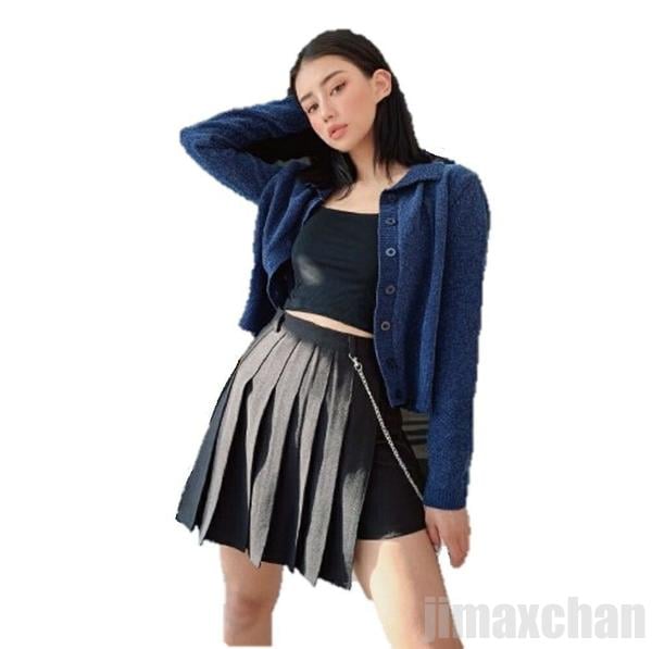 新生活 気楽 チェーン付き キュロット Mサイズ ゴシックスカート パンク ギャザースカート ゴスロリ ひざ丈 スカート ハーフ ミディアム ハトメ 装飾 サスペ