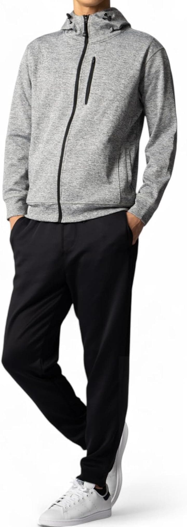 肌触りが心地良い ジャージ メンズ 上下セット 長袖 スポーツ おしゃれ セットアップ トレーニングウェア ランニングウェア 秋冬 運動 ジム スポーツウェア(ライトグレー, L)