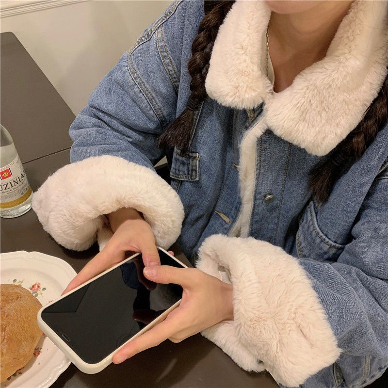 特大サイズ300ポンドレトロベルベット肥厚ファットデニムジャケット女性用ルーズ韓国版スタイル万能240