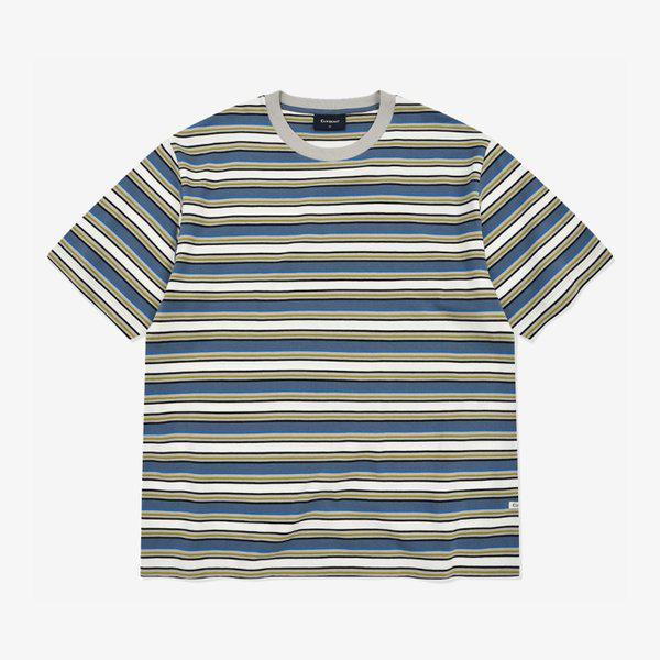 マルチストライプ クロップドTシャツ ダスティブルー CO2602ST19DU